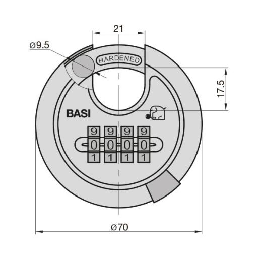 RVS 610Z Combinatieslot met schijf, 9,5 mm
