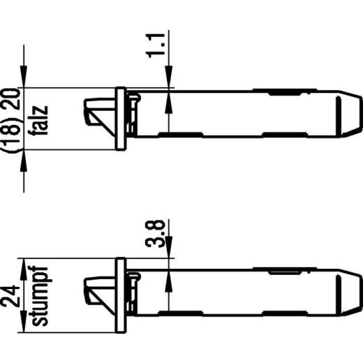 BKS - Insteekslotplaat 20 mm, rond, DIN rechts, val en nachtschoot van kunststof
