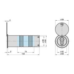 Buis kluis met beschermklep - L142 mm, Ø50 mm