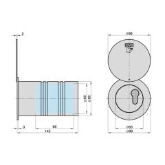 Buis kluis met beschermklep - L142 mm, Ø80 mm