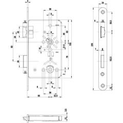 Objekt-Einsteckschloss 0515 BAD 20/ 65/78/8mm DIN R silber rd Kl 3 Zinkdruck.BKS