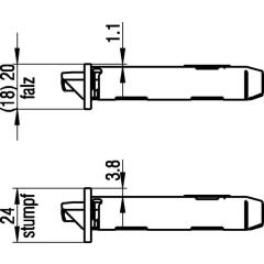 BKS - Insteekslot voorplaat 20 mm, rond, DIN rechts, dagschoot en nachtschoot van zinkspuitgietwerk