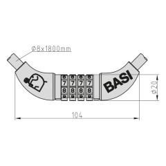 Spiral cable lock with 4-digit combination lock | Length 1.8 m - Diameter 8 mm